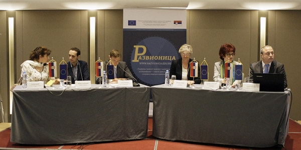 Project Closing Conference, 26 June 2015, Belgrade. This was an opportunity to inform partners, the media and the public about the results of the project, and to present examples of good practice in education resulting from the project activities. Opening speakers included Mr Oskar Benedikt, Deputy Head, EUD to Serbia; Mrs Snezana Markovic, assistant MoESTD and Chairman of the Project SC; and Mr Evgeni Ivanov, Team Leader and Project Manager with Human Dynamics (right). 